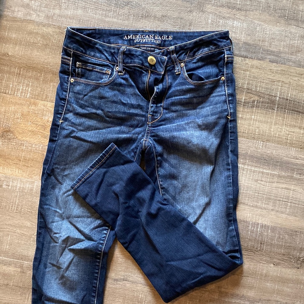 AE stretch skinny jeans dark wash